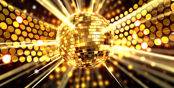 Gold Disco Ball with Light Rays, Motion Graphics | VideoHive